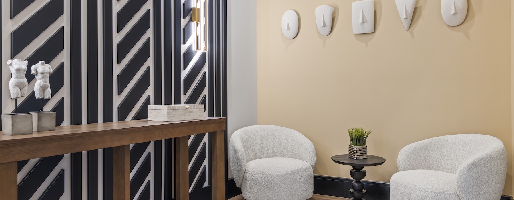 a room with chairs and tables