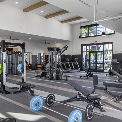 a gym with exercise equipment