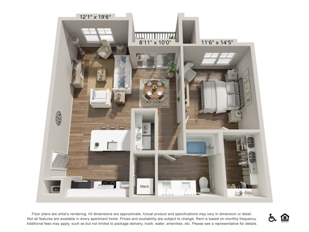 The Hadley Apartments 1 Bedroom Floor Plan Clover