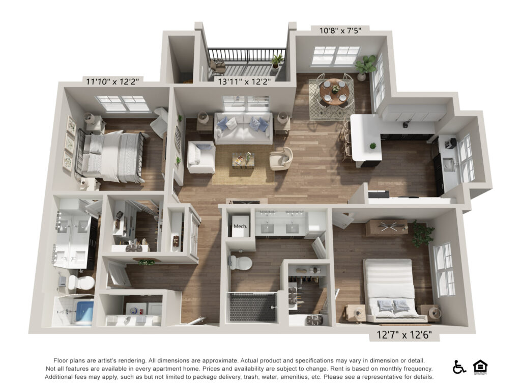 The Hadley Apartments 2 Bedroom Floor Plan Marigold